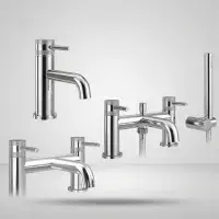 Core Chrome Bathroom Tap Pack with Diamond Cross Hatch Detail