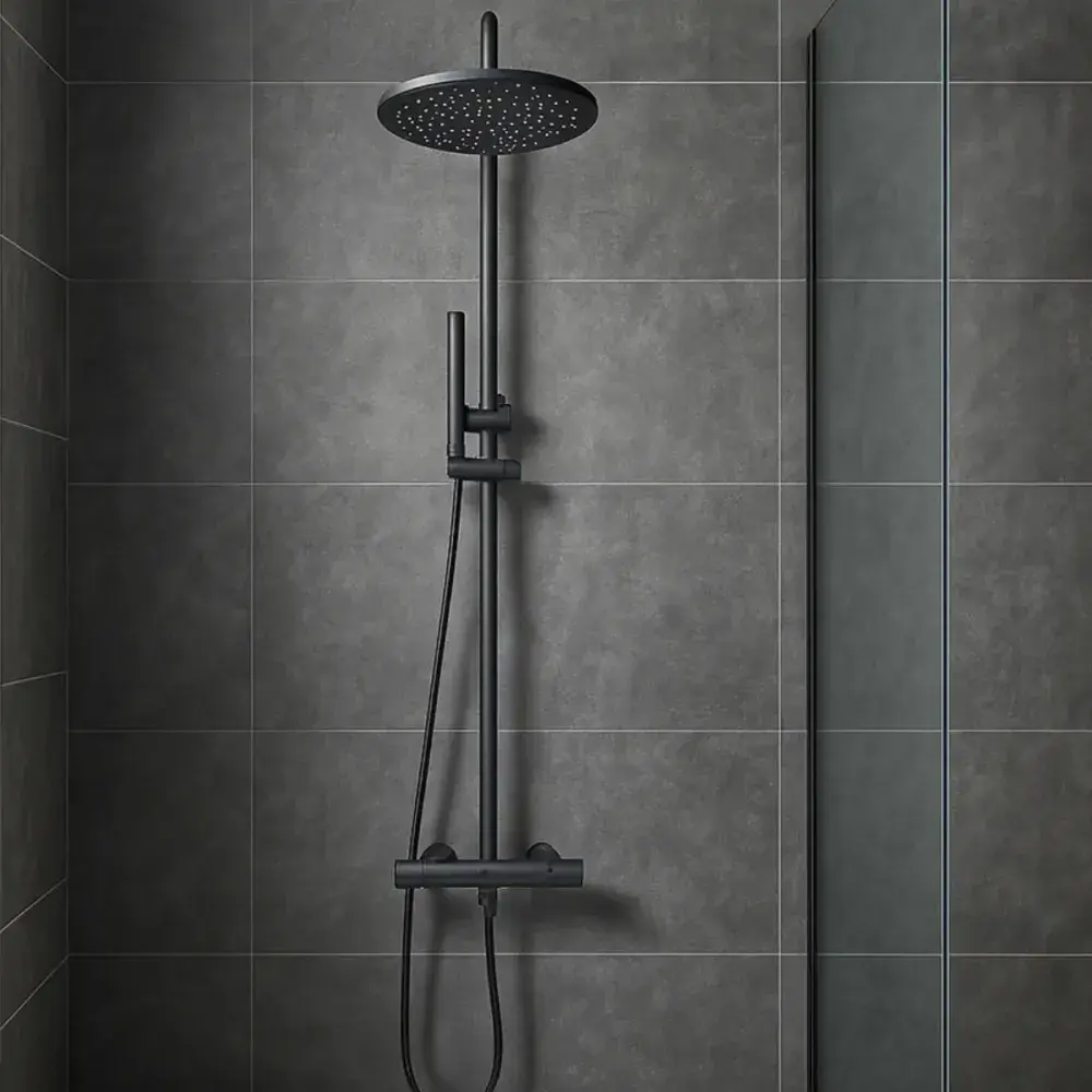 Core Round Rigid Riser Shower Kit Gunmetal