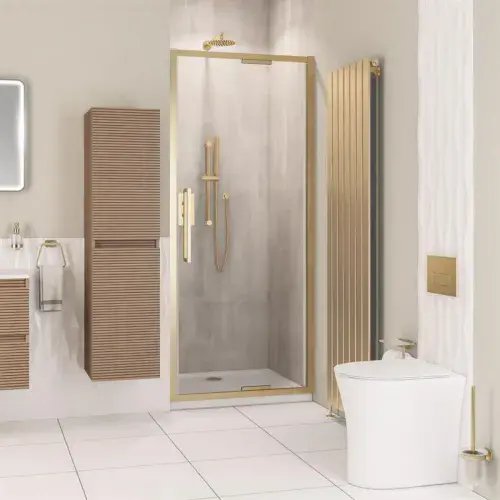 Corniche 2000 8mm 760mm In-Fold Shower Door Brushed Brass
