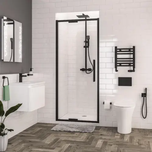 Corniche 2000 8mm 900 In-Fold Shower Door Matt Black