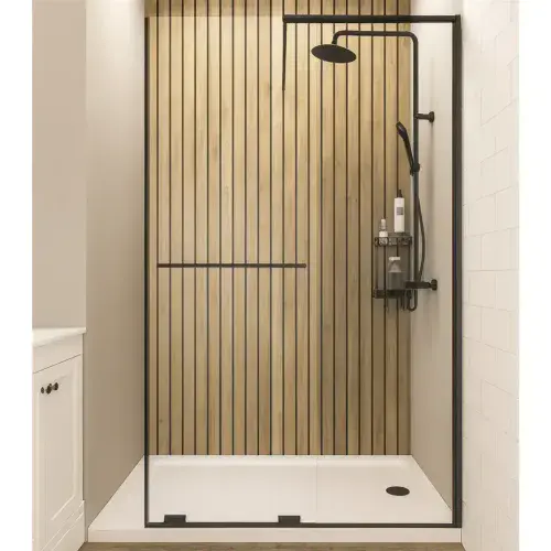 Corniche 2000 8mm Soft Close Walk in 1600 Slider RH Matt Black