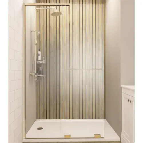 Corniche 2000 8mm Soft Close Walk in 1600mm Slider LH Brushed Brass