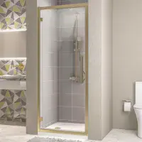 Corniche 2000 Brushed Brass 8mm Hinged Shower Door