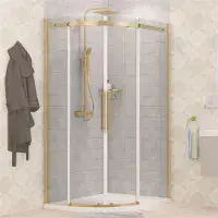 Corniche 2000 Brushed Brass 8mm Quadrant Shower Enclosure