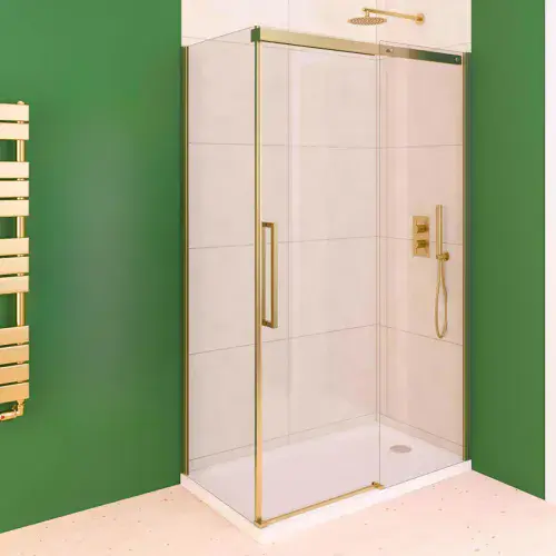 Corniche 2000 Brushed Brass 8mm Sliding Shower Door