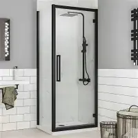 Corniche 2000 Matt Black 8mm Hinged Shower Door - Various Sizes