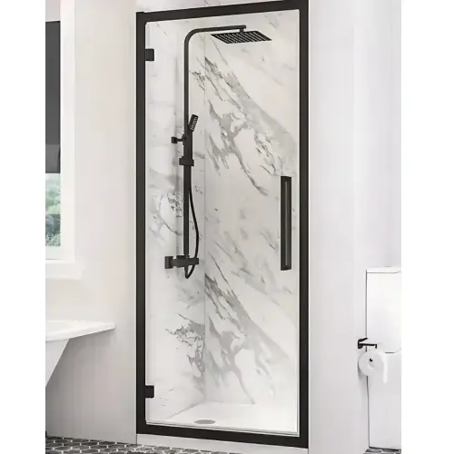 Corniche 2000 Matt Black 8mm Hinged Shower Door - Various Sizes