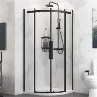 Corniche 2000 Matt Black 8mm Offset Quadrant Shower Enclosure