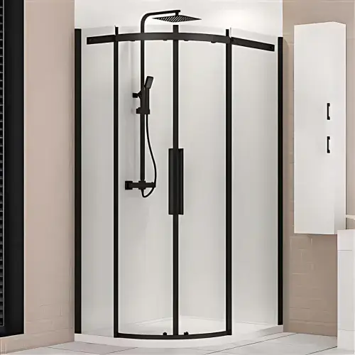 Corniche 2000 Matt Black 8mm Offset Quadrant Shower Enclosure