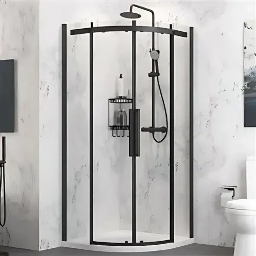 Corniche 2000 Matt Black 8mm Quadrant Glass Shower Enclosure