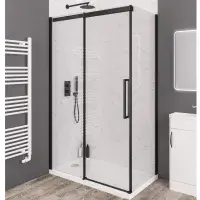 Corniche 2000 Matt Black 8mm Sliding Shower Door