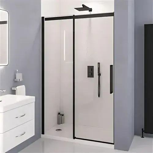 Corniche 2000 Matt Black 8mm Sliding Shower Door