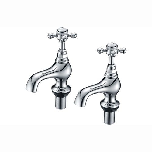 Cross Top Bath Pillar Taps, Chrome