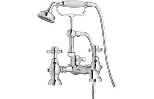 Cross Top Bath/Shower Mixer Tap with Shower Kit, Chrome