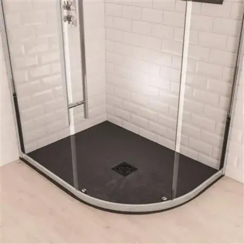 Crossland Black Slate 1200 x 900mm Offset Quadrant Shower Tray