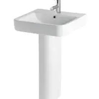 Crowthorne 500mm x 400mm 1 Tap Hole Ceramic Cloakroom Basin and Pedestal - White