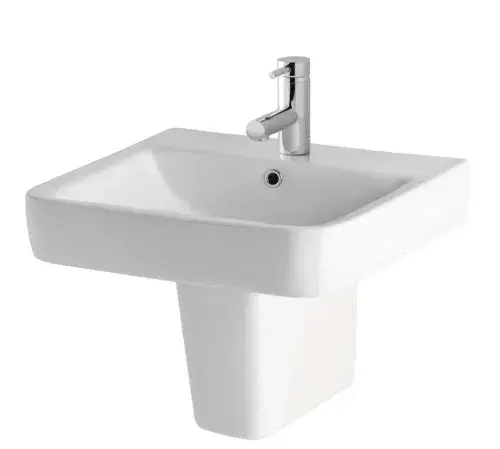 Crowthorne 560mm x 450mm 1 Tap Hole Ceramic Basin and Semi Pedestal - White