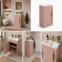 Cruzz 510mm Floor Standing Vanity Unit & Basin  Antique Rose