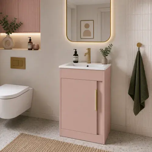 Cruzz 510mm Floor-Standing Basin Vanity Unit & Basin Matt Antique Rose
