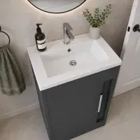 Cruzz 510mm Matt Graphite Grey Floor Standing Vanity Unit & Basin