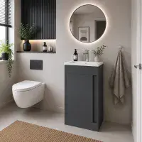 Cruzz 510mm Matt Graphite Grey Floor Standing Vanity Unit & Basin
