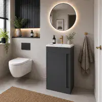 Cruzz 510mm Matt Graphite Grey Floor Standing Vanity Unit & Basin
