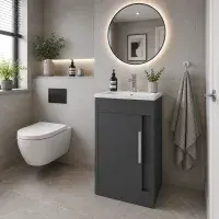 Cruzz 510mm Matt Graphite Grey Floor Standing Vanity Unit & Basin
