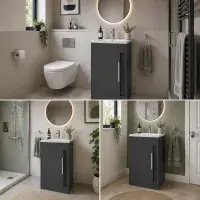 Cruzz 510mm Matt Graphite Grey Floor Standing Vanity Unit & Basin