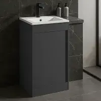 Cruzz 510mm Matt Graphite Grey Floor Standing Vanity Unit & Basin