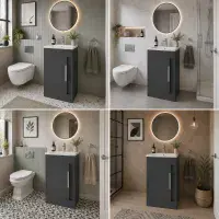 Cruzz 510mm Matt Graphite Grey Floor Standing Vanity Unit & Basin