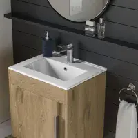 Cruzz 510mm Oak Floor Standing Basin Unit Including Basin