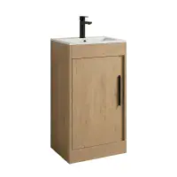 Cruzz 510mm Oak Floor Standing Vanity Unit & Basin