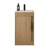 Cruzz 510mm Oak Floor Standing Vanity Unit & Basin