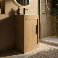 Cruzz 510mm Oak Floor Standing Vanity Unit & Basin