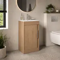 Cruzz 510mm Oak Floor Standing Vanity Unit & Basin
