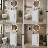 Cruzz 510mm White Floor Standing Vanity Unit & Basin