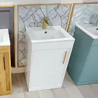 Cruzz 510mm White Floor Standing Vanity Unit & Basin