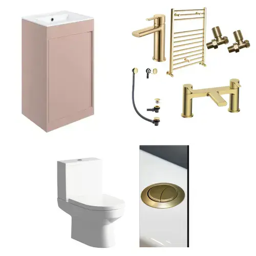 Cruzz Pink & Gold Bathroom Suite with Zenith Reinforced Bath