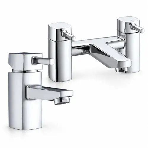 Cubix2 Chrome Basin Mixer & Bath Filler Tap Pack
