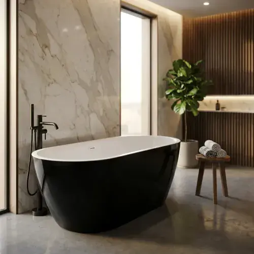 Cygnus 1655 x 740mm Gloss Black Freestanding Bath