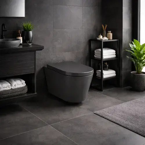 Darby Matt Black Rimless Wall Hung Toilet Pan inc Soft Close Seat