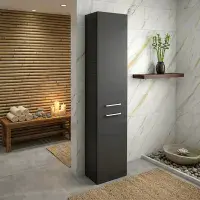 Deltar 350mm Floor Standing 2 Door Tall Unit, Anthracite Gloss