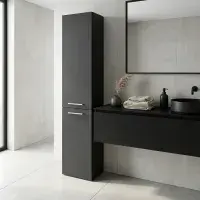 Deltar 350mm Floor Standing 2 Door Tall Unit, Anthracite Gloss