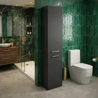 Deltar 350mm Floor Standing 2 Door Tall Unit, Anthracite Gloss