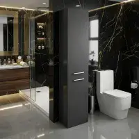 Deltar 350mm Floor Standing 2 Door Tall Unit, Anthracite Gloss