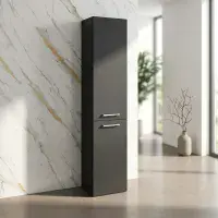 Deltar 350mm Floor Standing 2 Door Tall Unit, Anthracite Gloss