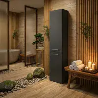 Deltar 350mm Floor Standing 2 Door Tall Unit, Anthracite Gloss