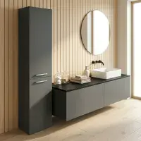 Deltar 350mm Floor Standing 2 Door Tall Unit, Anthracite Gloss