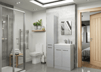 Deltar 350mm Floor Standing 2 Door Tall Unit, Grey Gloss