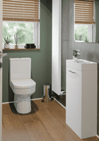 Deltar 410mm Floor Standing 1 Door Basin Unit with Basin, White Gloss